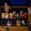 Raven reading tarot.