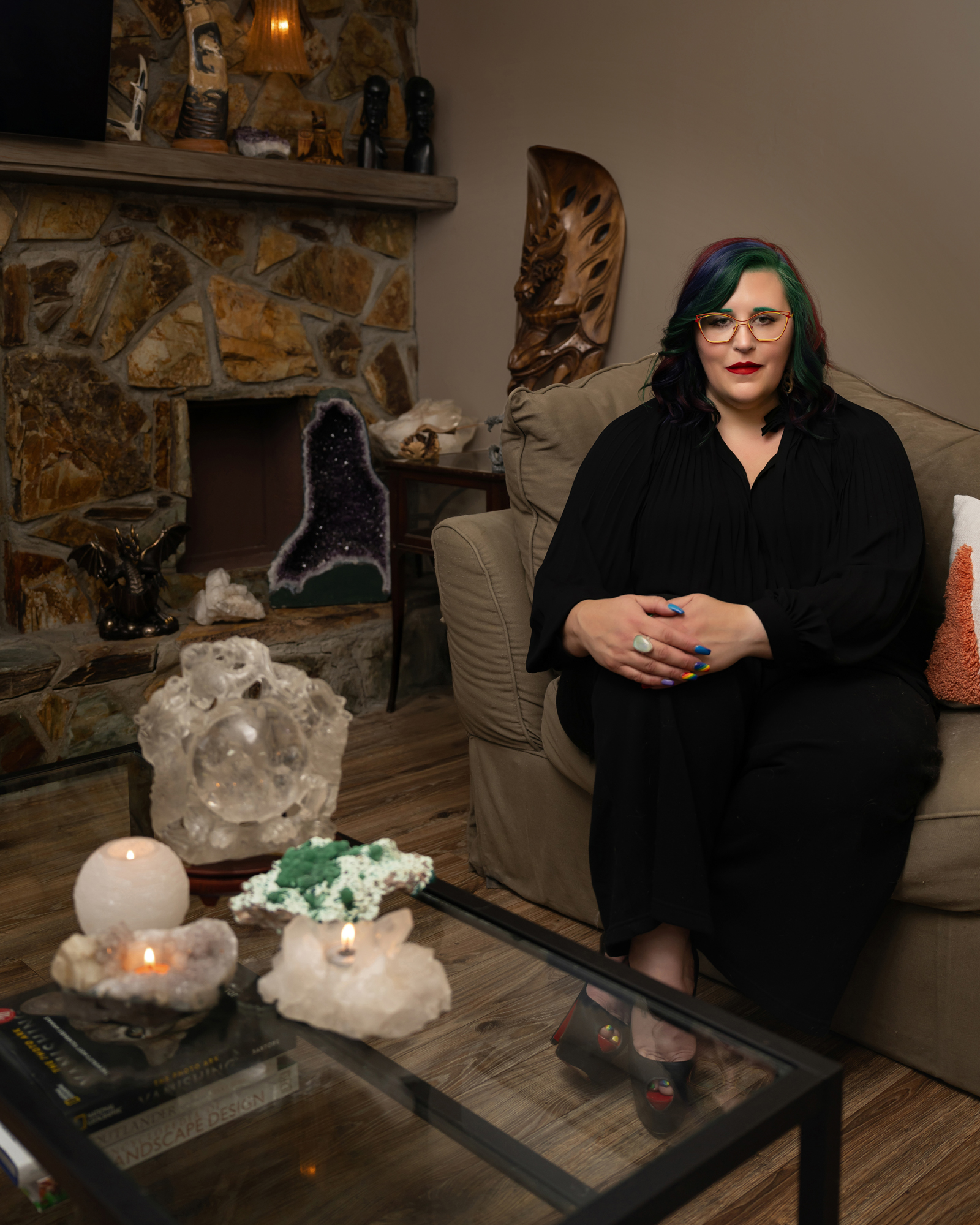 Raven in her living room.